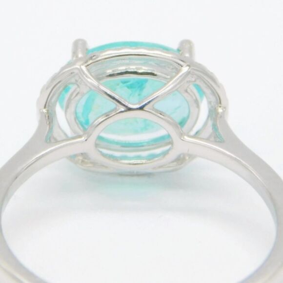 Rare 2.36Ctw Paraiba Tourmaline & Diamond Halo, 14K White GOLD with Appraisal - Picture 4 of 7